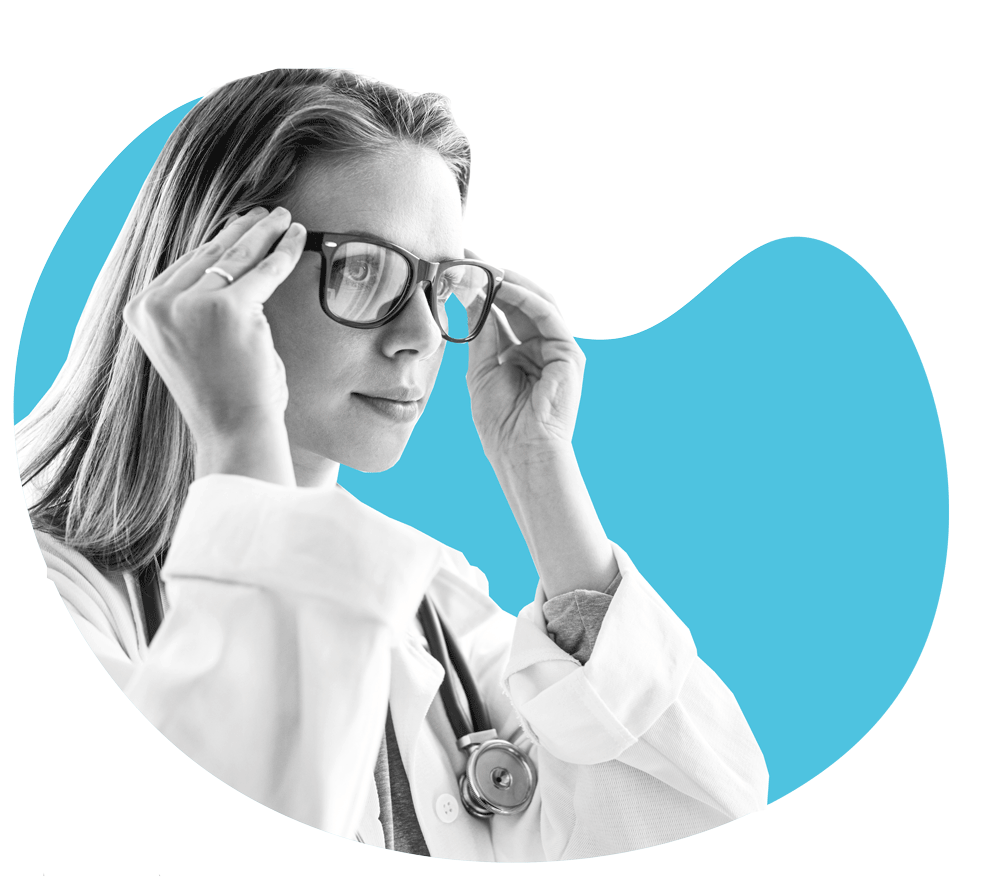 Doctor wearing protective glasses